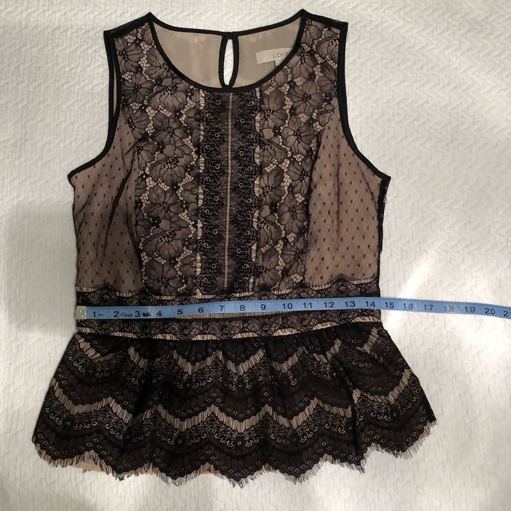 Loft sleeveless black lace peplum blouse SZ Small - Picture 4 of 5